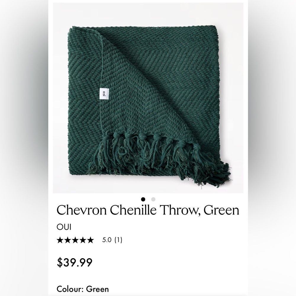 OUI Chevron Chenille Throw Blanket - Green